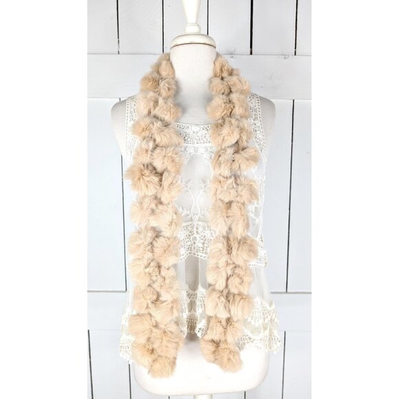 Vintage rabbit fur poof ball winter scarf - Picture 2 of 4
